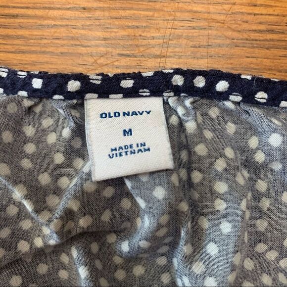 Old Navy Polka Dot Elastic Waist Dress Navy Blue and White Size Medium - Picture 3 of 5